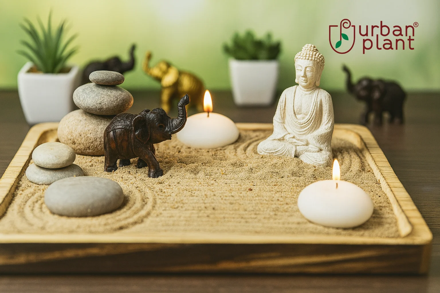 Urban Plant tabletop zen garden with mini plants for peaceful home décor ideas